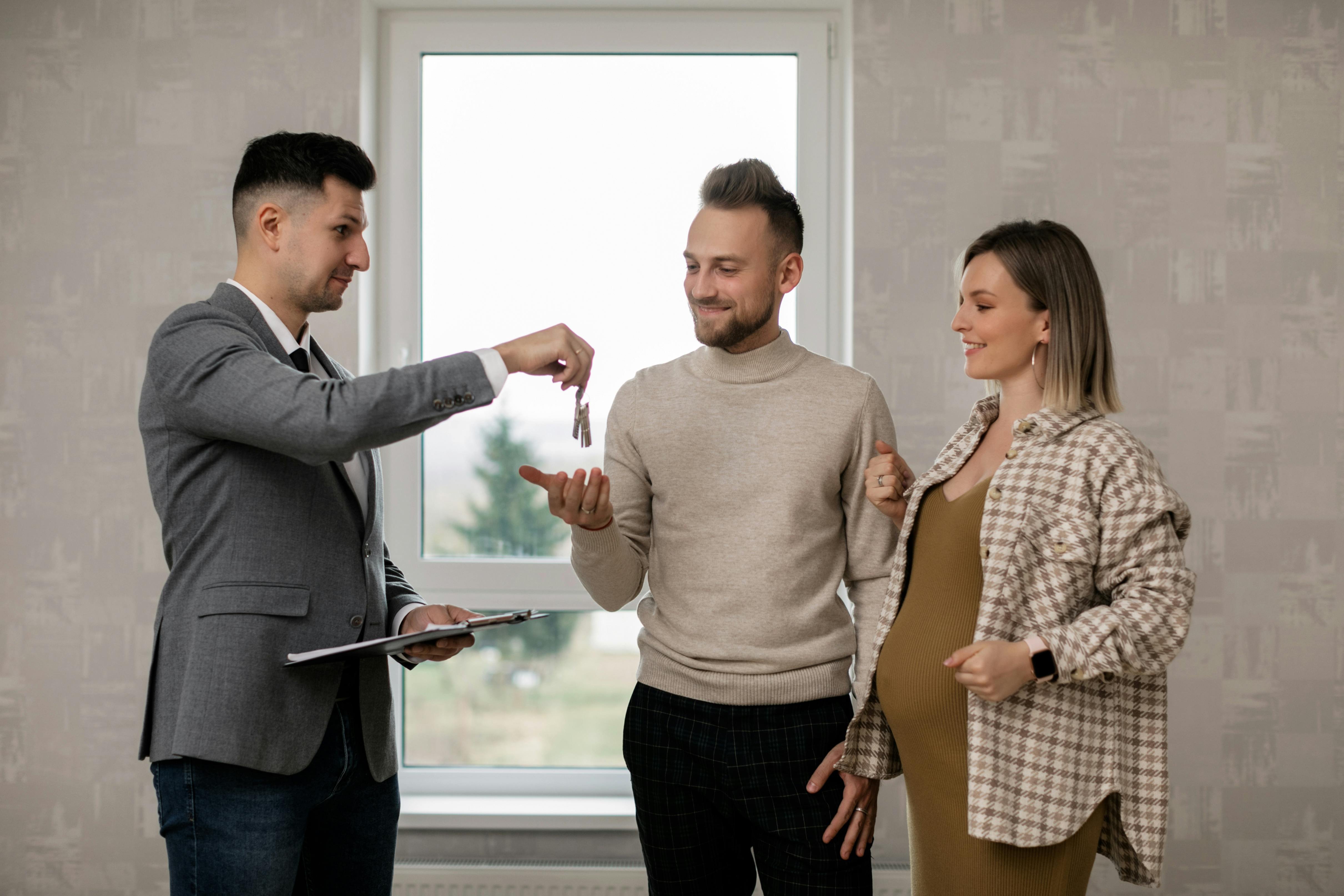 couple receiving their new property